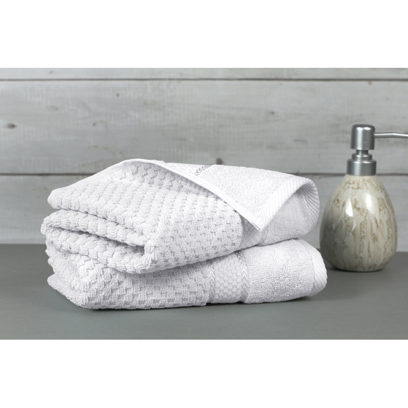 Collection de serviettes texturées 100% coton Mulaayam, Essuie-mains - paquet de 2, Blanc