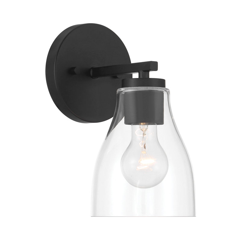 Lumière de meuble-lavabo à intensité variable, Une lumière, Noir mat, 10" H x 5.2" W x 6.5" D