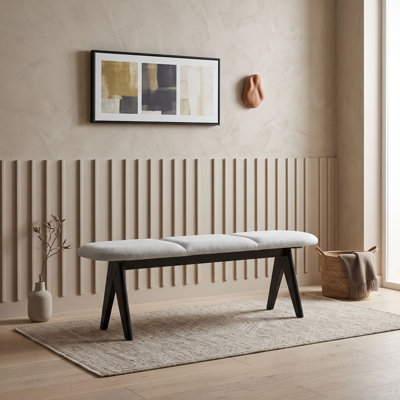 Banc rembourré avec pieds en bois