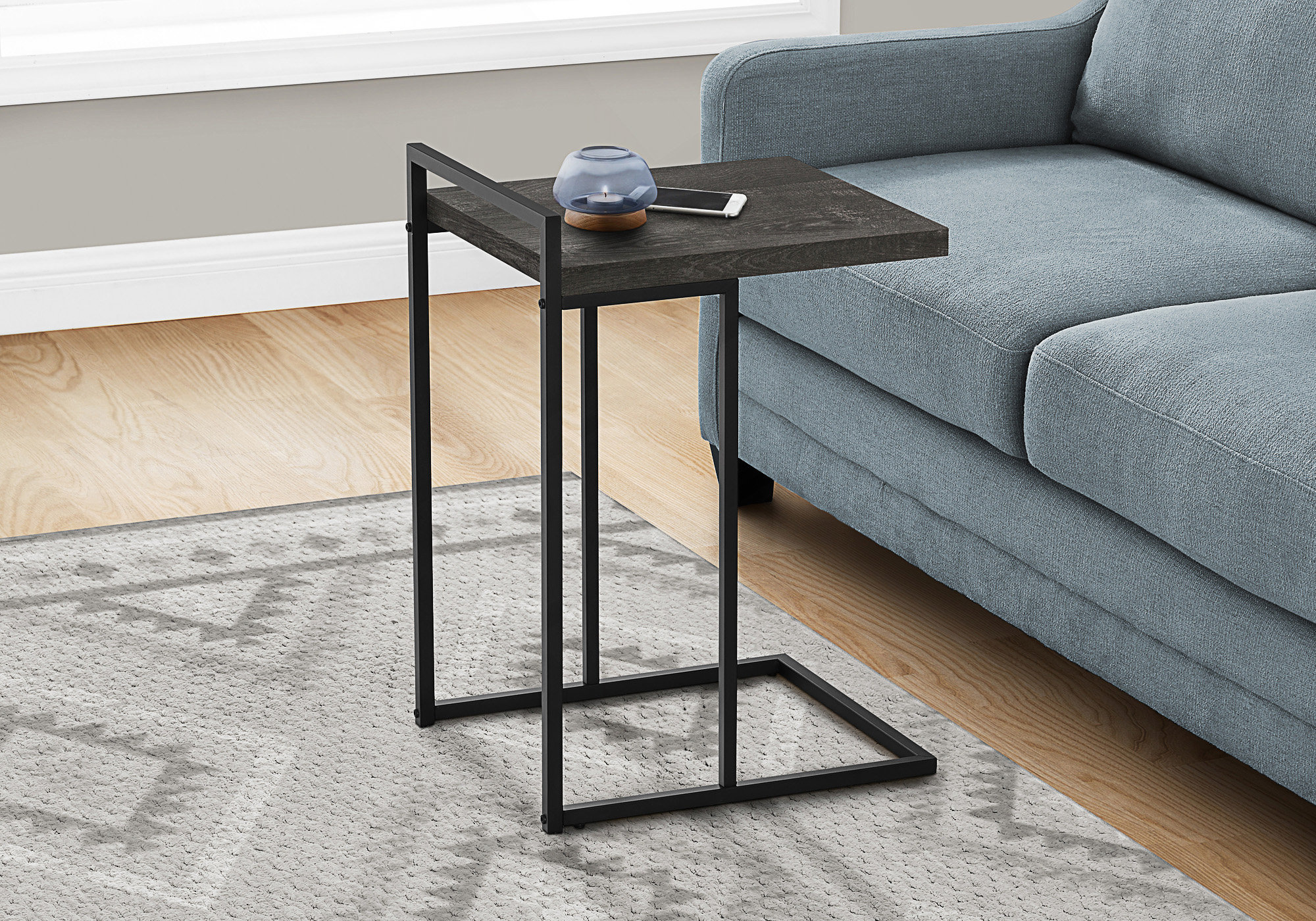 Ebern Designs C-Shaped Accent Table, End Table With Metal Base For ...