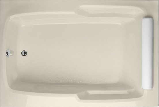 Duo 60'' L Soaking Bathtub, Biscuit, Satin Nickel
