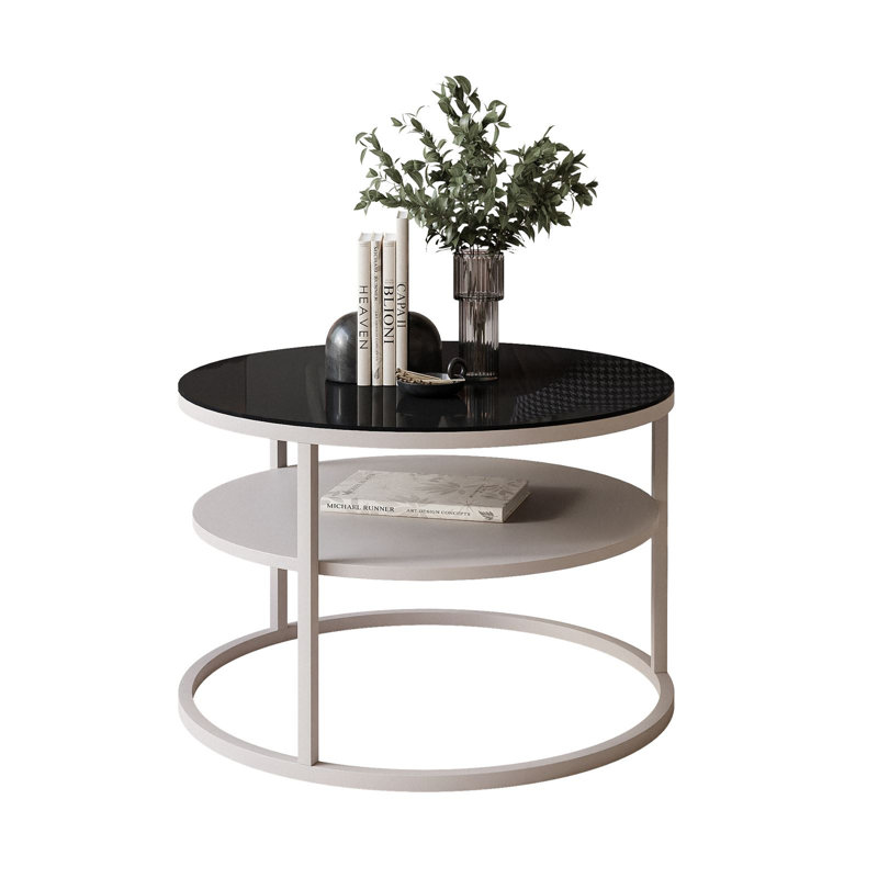 Lular Coffee Table with Storage, Black glass