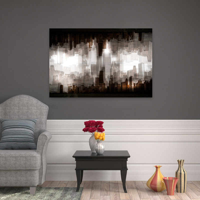 Chicago, horizon contemporain, architecture contemporaine, art mural, H 32 po x l 48 po