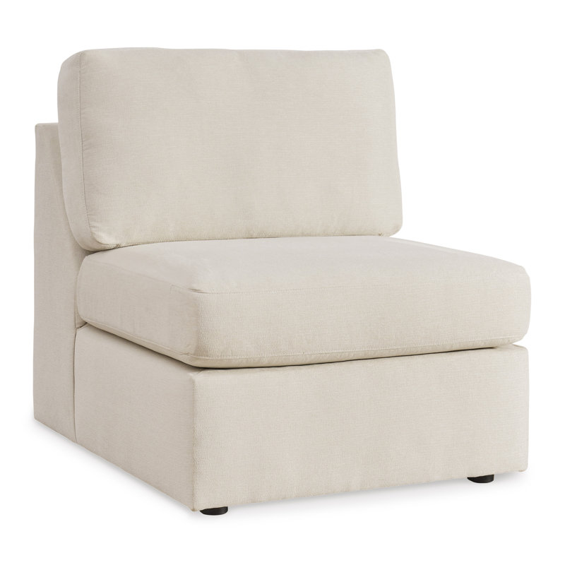 Canapé modulaire 6 pièces avec méridienne et console audio Braintree, Polyester beige, Orienté à gauche (vu de face)