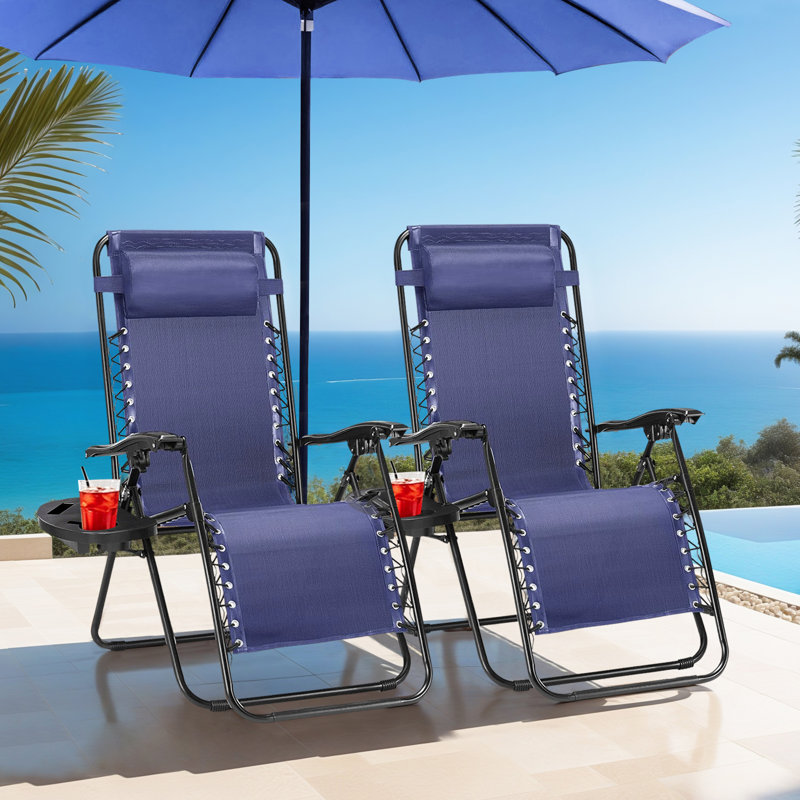 Stanuta Beach Reclining Folding Zero Gravity Chair, Blue