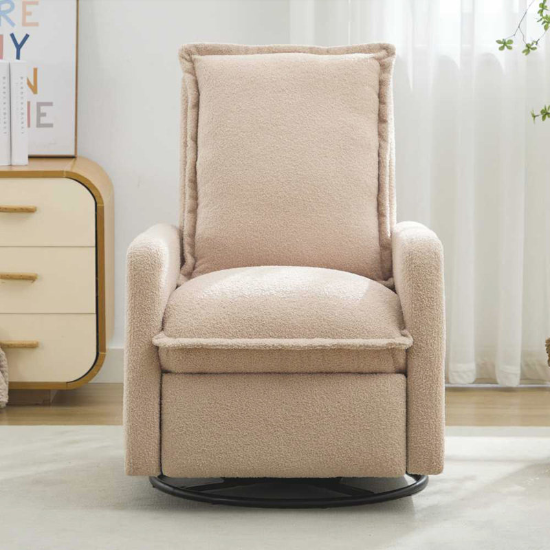 Glider Rocker Recliner, Rocking Chair Nursery, Oatmeal Boucle