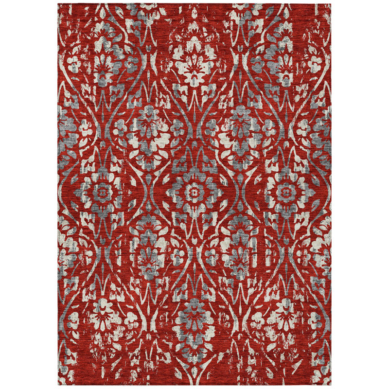 Maliana Washable Floral Indoor / Outdoor Rug, Rectangle 10' x 14'
