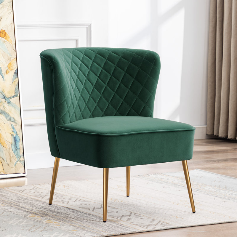Chaise d'appoint en velours Tru, Velours vert