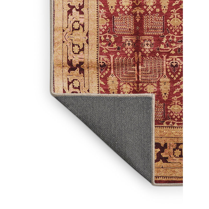 Tapis à motif oriental rouge / brun, Rectangle 5 pi x 7 pi