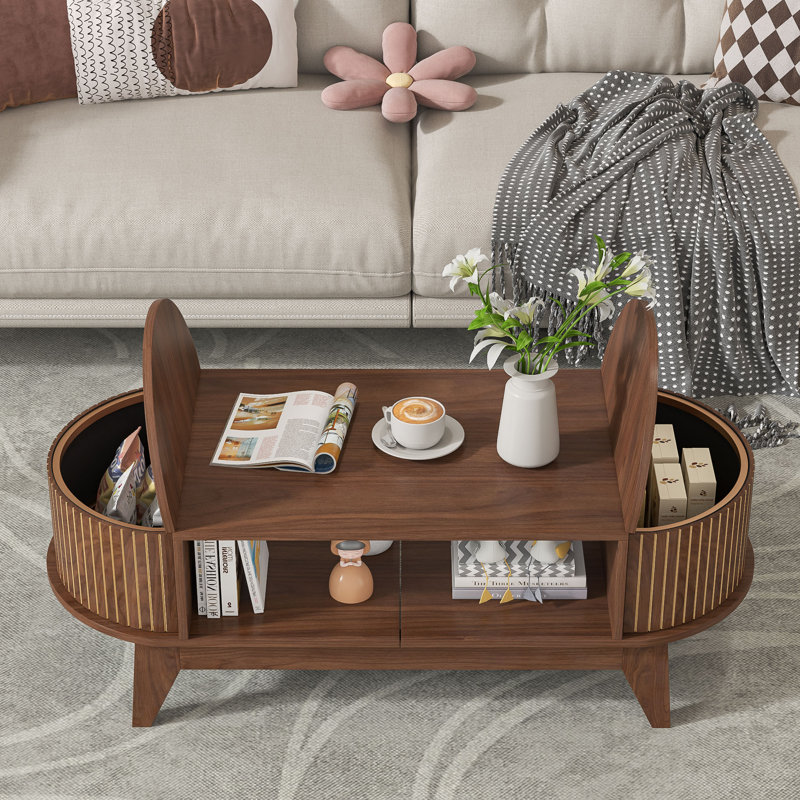 46.45" Oval Coffee Table with Storage for Living Room