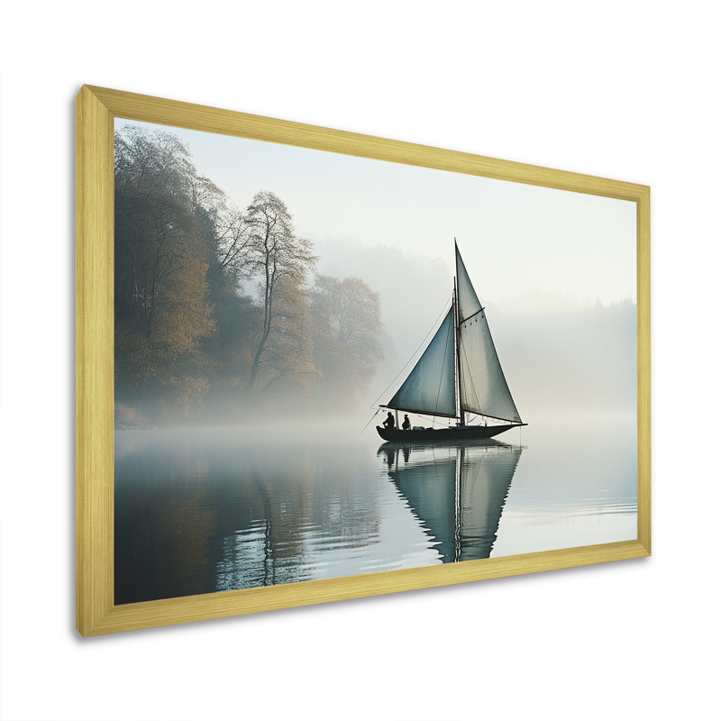 «Sailing Charm In The Morning Mist I», reproduction sur toile, Cadre doré simple, H 24 po x l 32 po x P 1 po