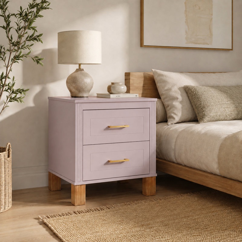 Table de chevet avec rangement moderne et épurée pour la chambre à coucher et le salon, Pink