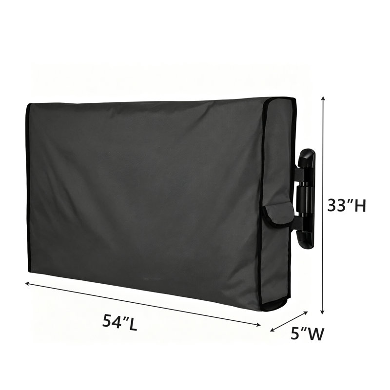 Housse de télévision de qualité supérieure avec bordure en sangle, poche latérale, ouverture à l'arrière pour le crochet et la boucle, protecteur de télévision anti-poussière avec sac de rangement