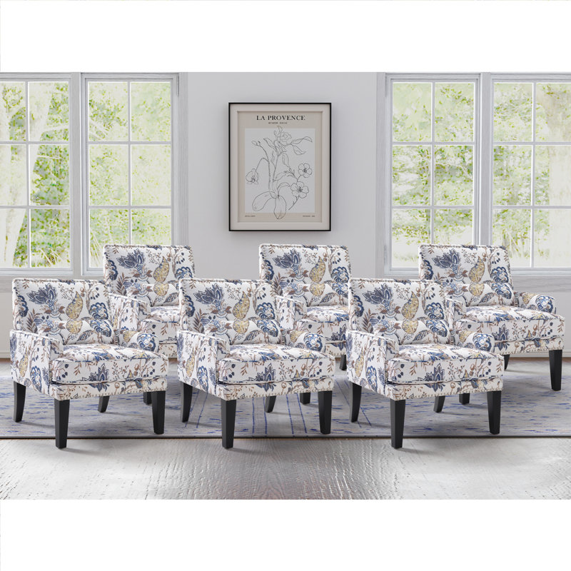Fauteuil Marchan 28,7 po Marchan, Motif floral bleu