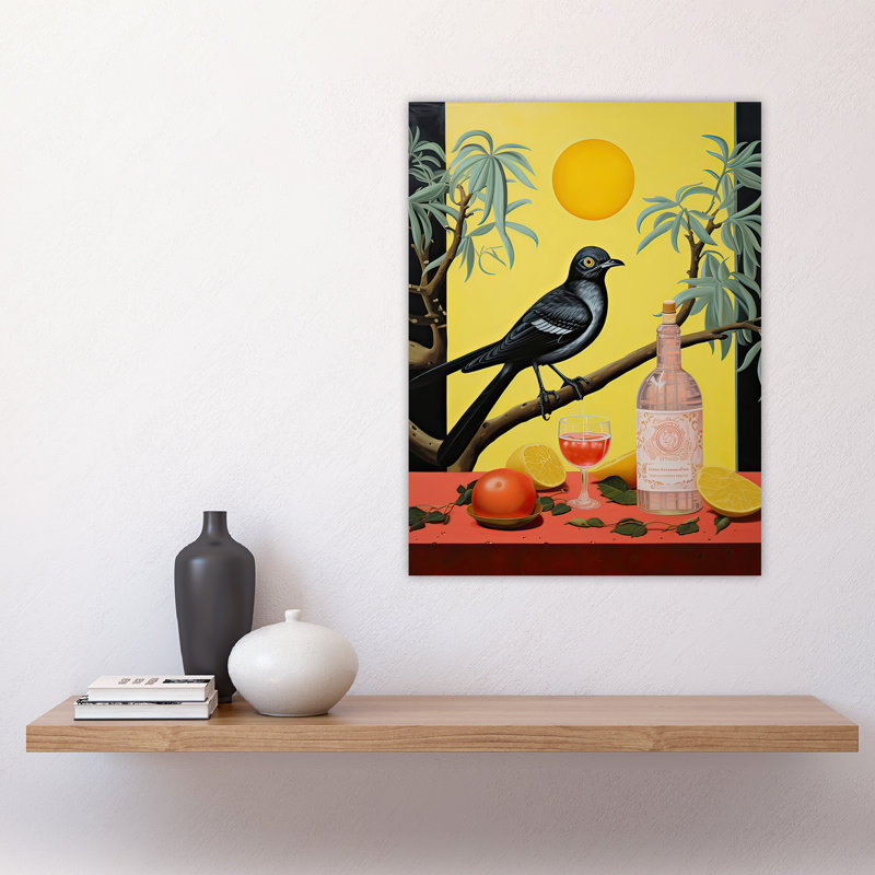 Wall Art Print Nostalgic Spirits Oil Painting Tequila Sunrise Vintage Advertisement Kitchen Artwork with Mockingbird Poster