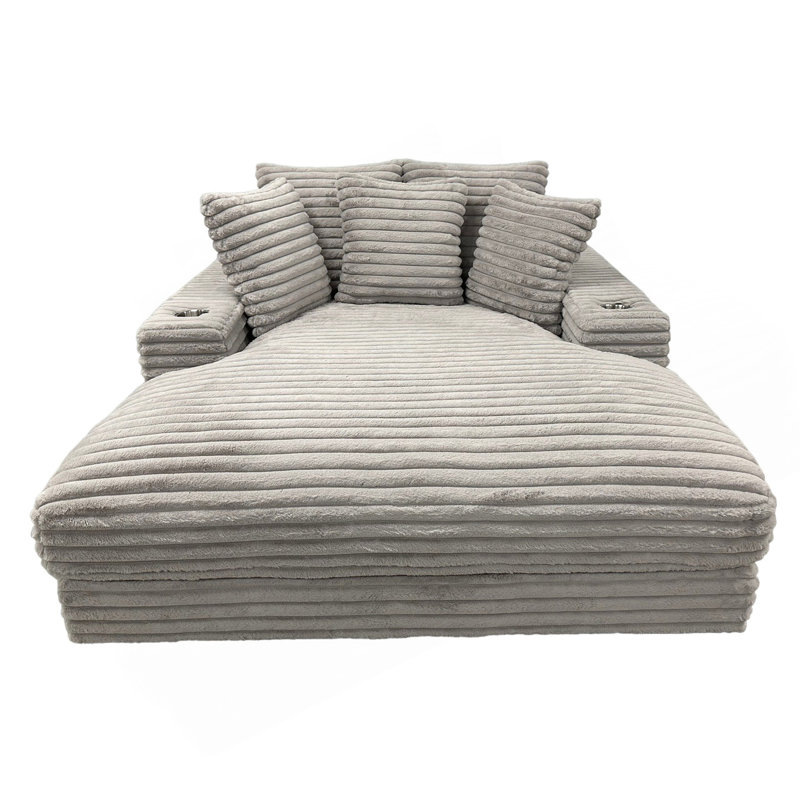 Très grand canapé-lit Cuddler avec porte-gobelet et port USB, chaise d'appoint de salon, gris