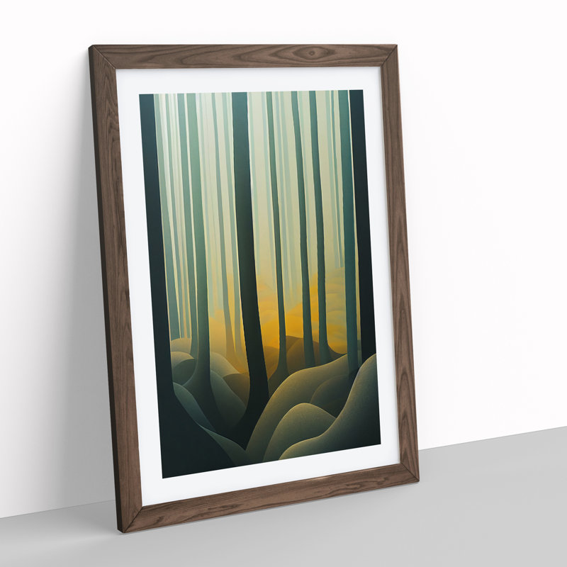 Classic Forest Abstract - Wall Art, 36cm H x 27cm W x 2cm D, Walnut Framed, White