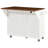 52" Fluted Kitchen Island with Drop Leaf, Power Outlet,  Kitchen Storage Cart with Adjustable Shelves, 2 Doors and 2 Drawers, Rolling Island Table with Walnut Color Top for Kitchen, White-1803482963