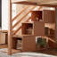 Lit mezzanine double en bois massif avec escalier de rangement, glissade et garde-robe intégrée-132020682-132020684