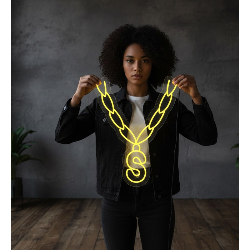  | S enseigne au néon | Fabriqué avec un tube néon incassable durable qui émet une lumière brillante et uniforme pendant plus de 50 000 heures sans scintillement ni gradation | 24 x 20 pouces | Jaune