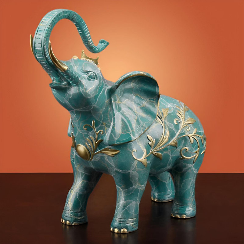 Ornement en éléphant en laiton Prosperity - Artisanat asiatique exquis