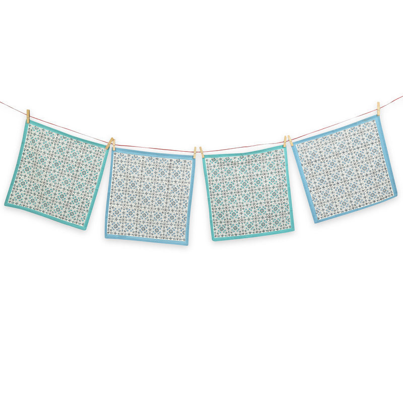 LILY Cotton Napkins – 18"x18", Blue/Teal