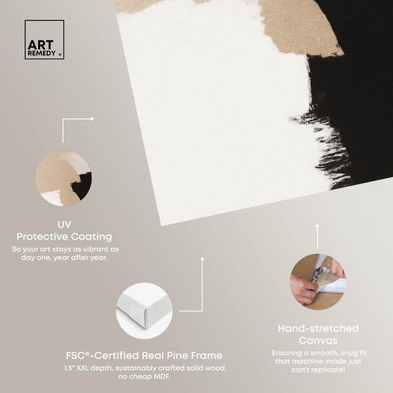 Décoration murale neutre sur toile beige et noir II par , Peinture sans cadre, H 24 po x l 16 po, Toile tendue