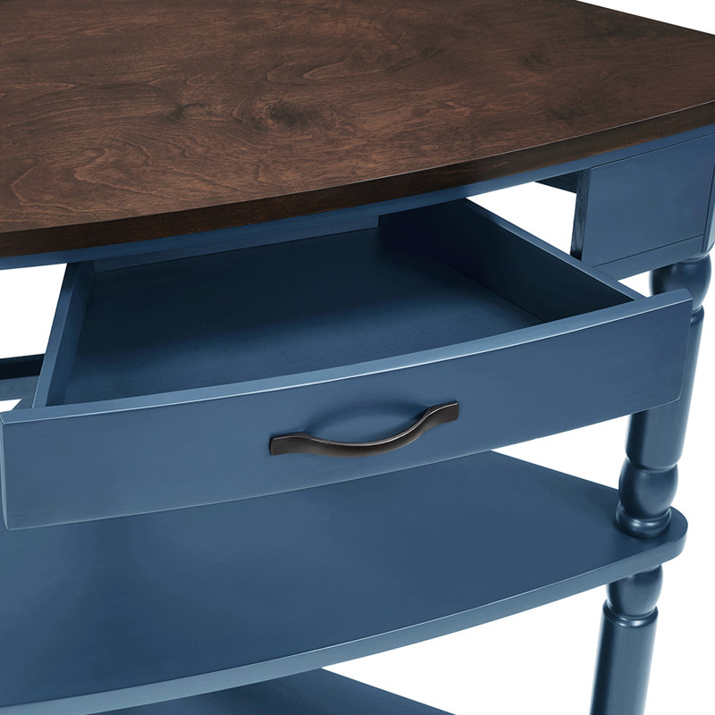 Petite table de coin triangulaire de 33,8 po avec 3 pieds en bois massif, bleu marine et plateau, idéal pour les couloirs de chambre à coucher, assemblage rapide, espaces de sécurité aux bords arrondis, long, fini, coupes de rangement,