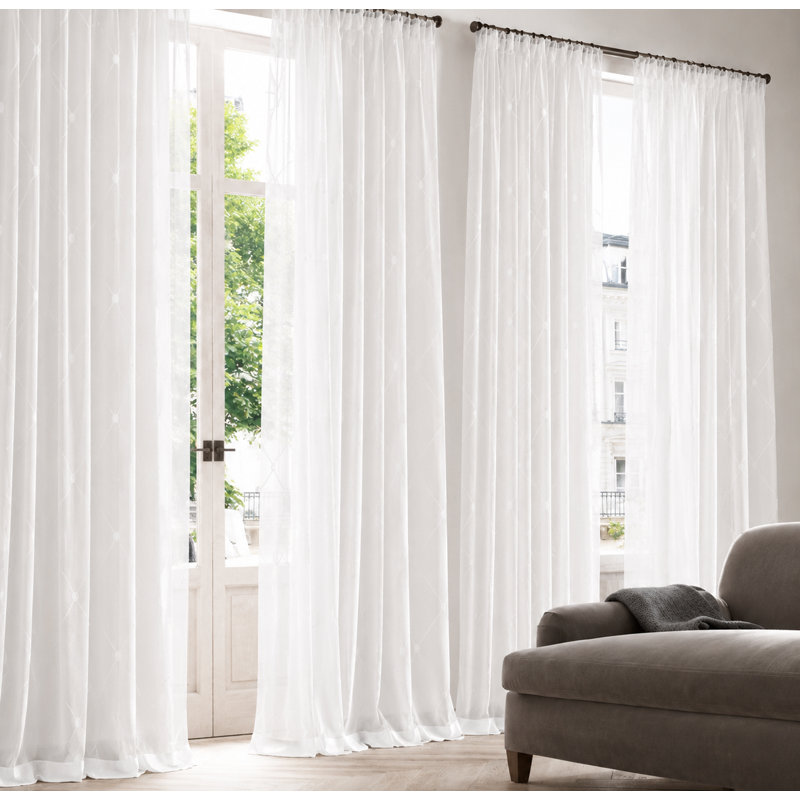 Renna Sheer Curtain Single Panel, 54" W x 108" L, White