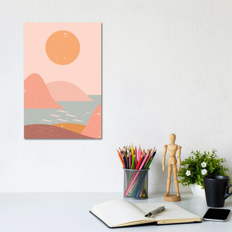 Ocean Mountain Sun by EnShape - Wrapped Canvas Print, 20.32 cm H x 30.48 cm W