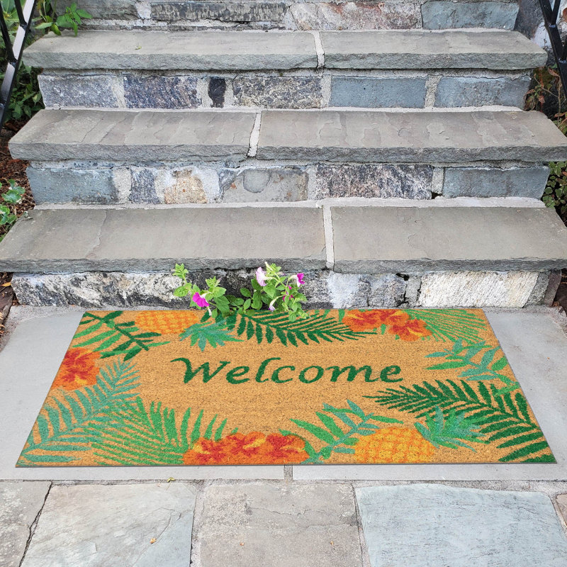 Brookstone Non-Slip Floral Outdoor Doormat, Rectangle 2' x 3'