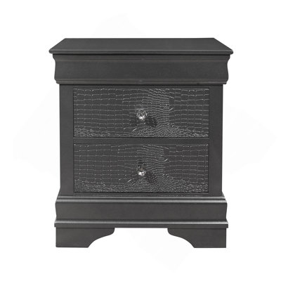 SHAKER CROCODILE METALLIC GREY NIGHTSTAND