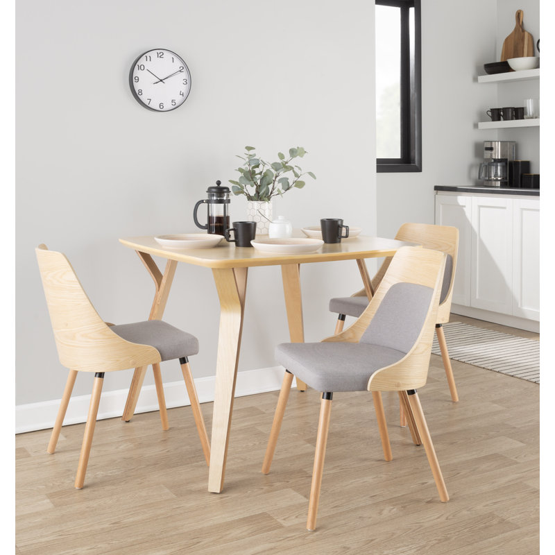 Aurika Side Chairs with Tapered Wood Legs, Natural, Grey Fabric