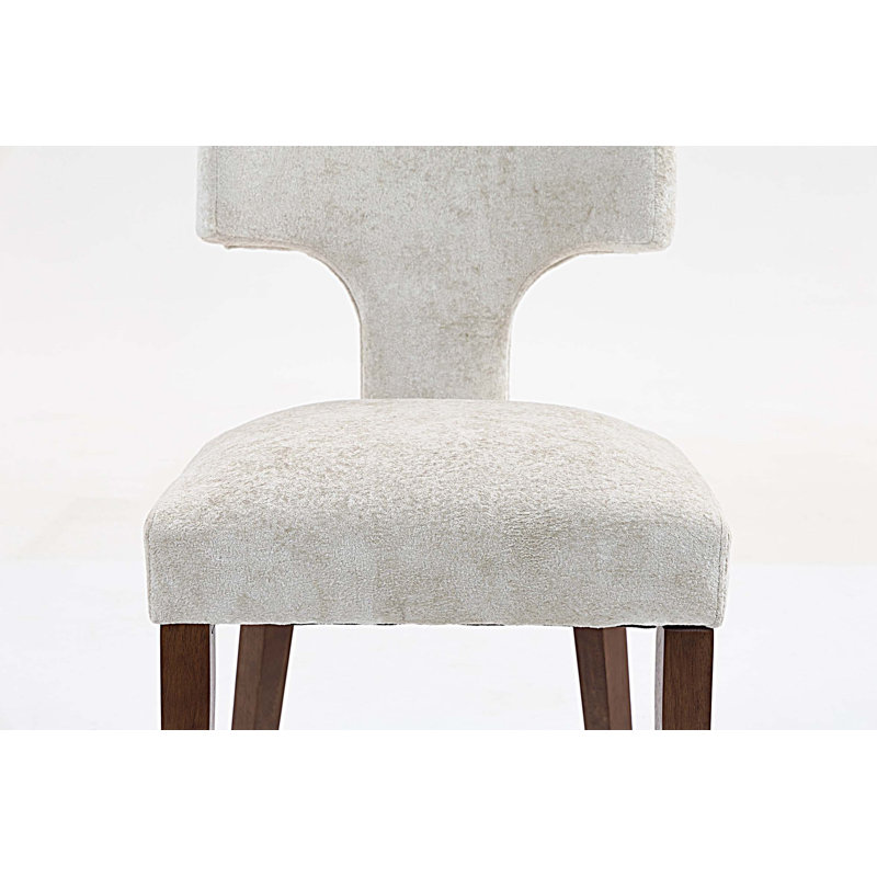 Ensemble de 2 chaises de salle à manger rembourrées en tissu, structure en bois franc, Beige