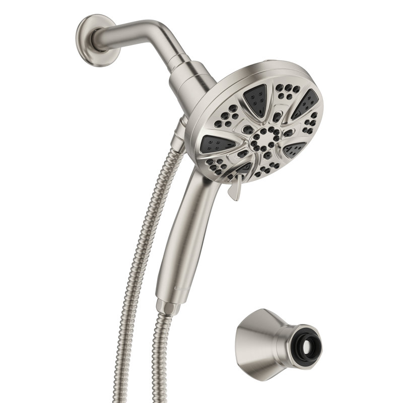 9-Setting Magnetic Shower Head With Handheld, High Pressure Shower Head With Hose, 2.5 Gpm, Brushed Nickel