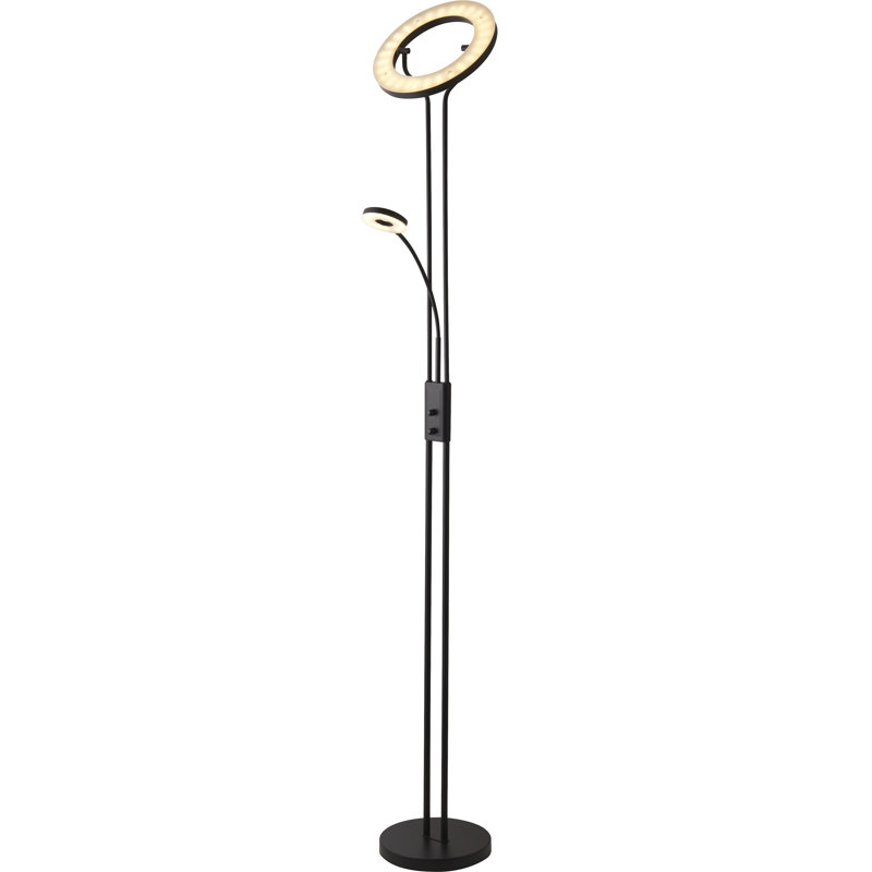 Chatan 180cm LED Torchiere Floor Lamp, Matt Black, Black/White