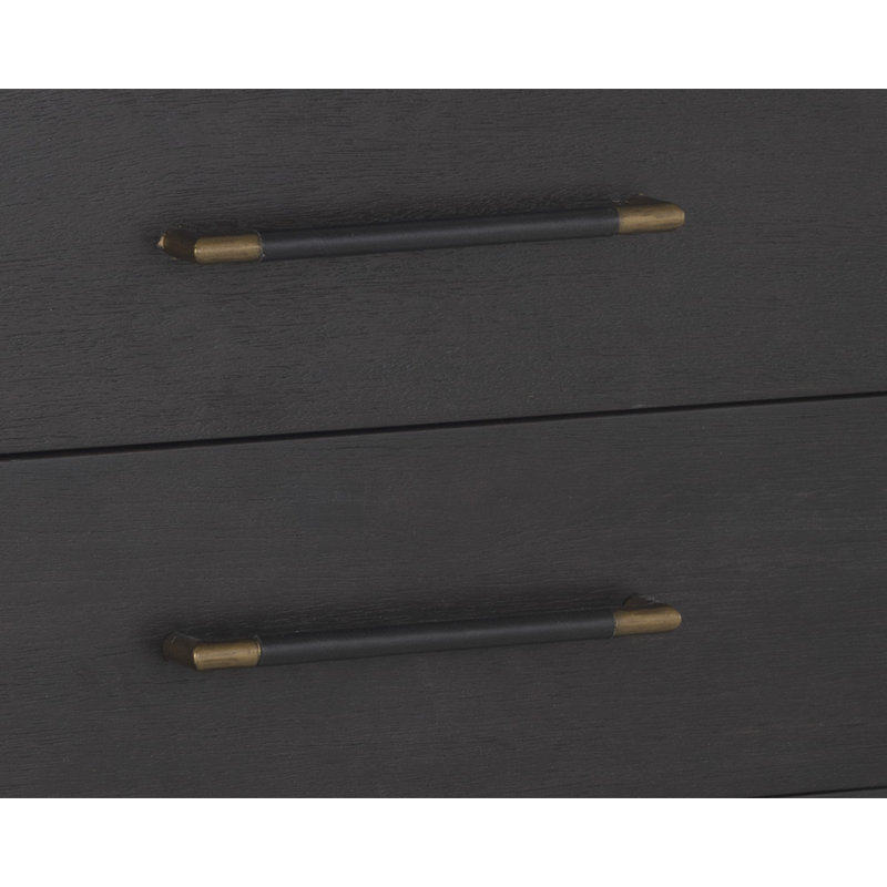 Brown Transitional 2-Drawer Nightstand with Metal Accents