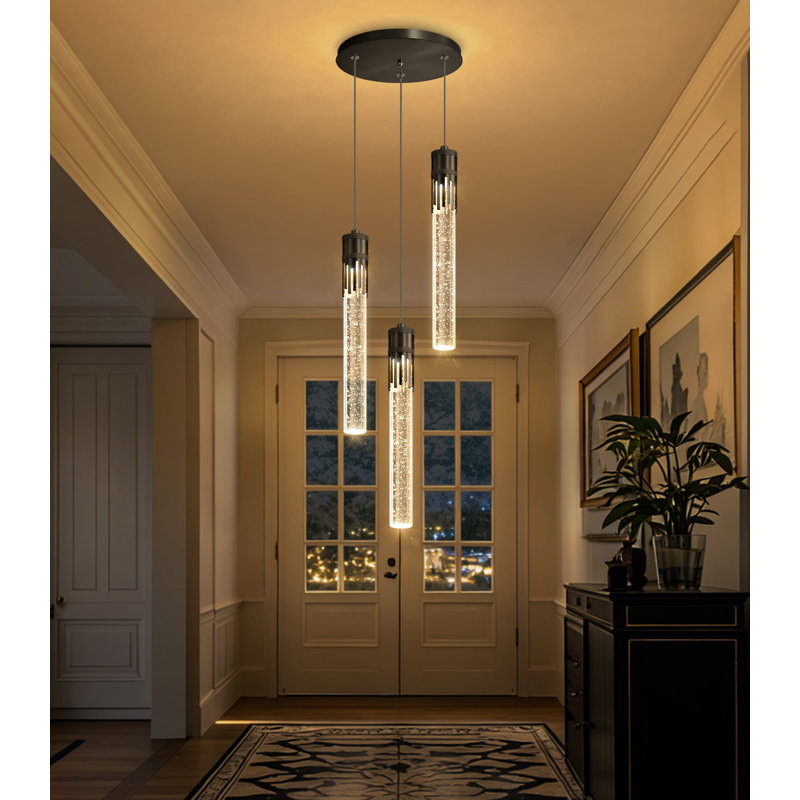 Led Dimmable Kitchen Island Pendant Light, Matte Black, 3, 78" H x 12" W x 12" D