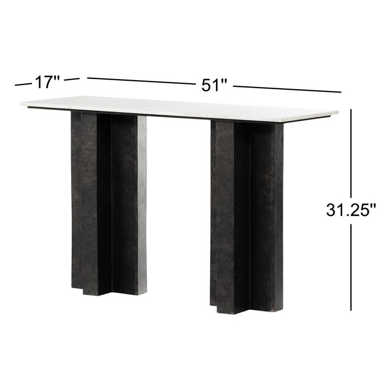 Terrell 51'' W Marble Console Table, White/Neutral