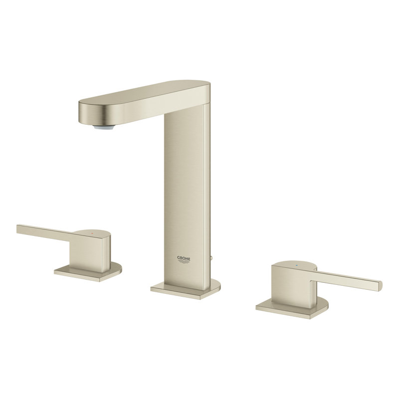 Robinet de salle de bain espacé à deux poignées Plus avec ensemble de bonde, Nickel brossé