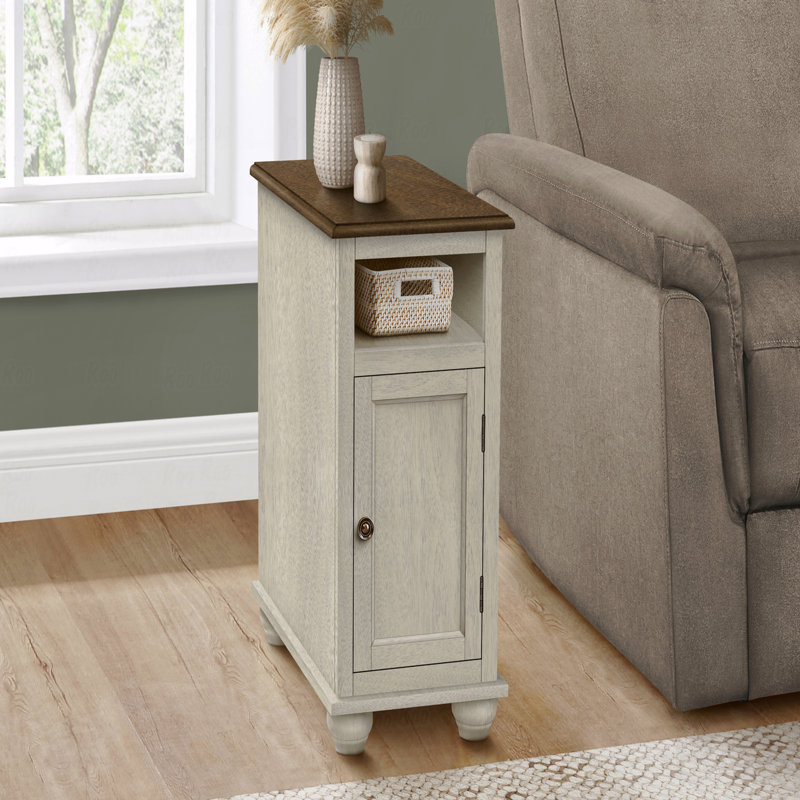 Table d'appoint, table de bout, table d'appoint, table de chevet, table étroite, lampe, rangement, placage, placage, traditionnel
