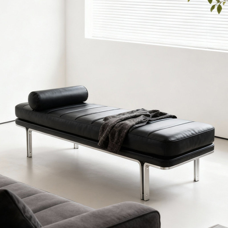 Banc rembourré noir, H 19,69 po x L 47,24 po x P 16,54 po, Noir