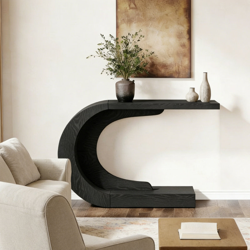 Console Modern Minimalist Art Design, H 31,5 po x l 62,99 po x P 13,78 po, Noir