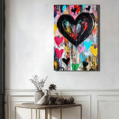 Impression sur toile Edgy Graffiti Heart - Urban Studio