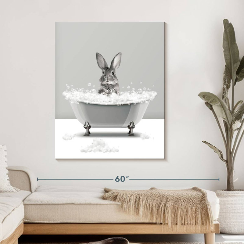 «Bathaign Animal Rabbit», reproduction sur toile, H 45 po x l 36 po x P 1,25 po