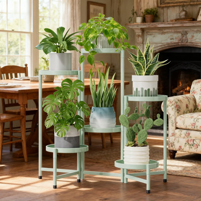 6 Tier Plant Stand Indoor Outdoor, Spiral Multi-Tier Flower Pot Holder Rack With Wide Round Trays, Heavy Duty Metal Shelf For Corner Space Saving Display