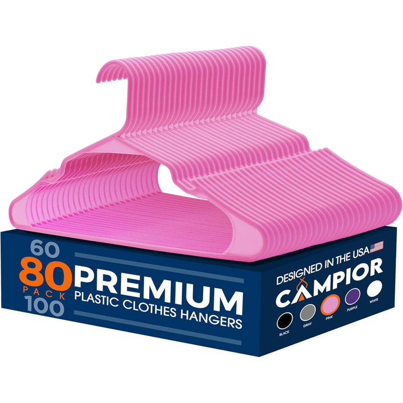 Cintres de qualité supérieure - Conception mince et compacte, plastique léger et durable avec rainures d'épaule intelligentes, utilisation polyvalente pour organiser la lessive, les manteaux et les vêtements