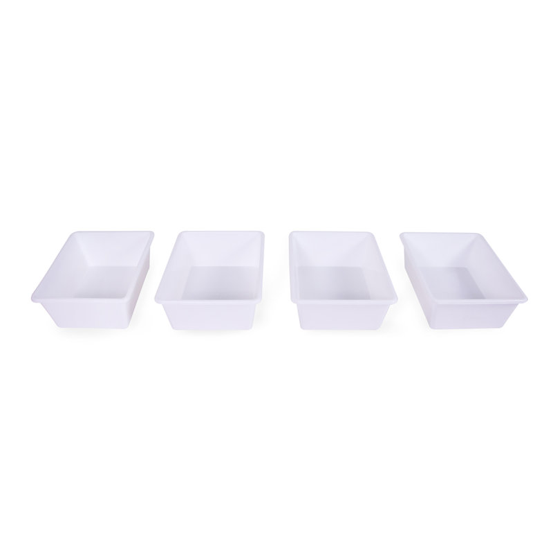Grand ensemble de bacs en plastique, Blanc, H 5,16 po x l 16,14 po x P 11,17 po