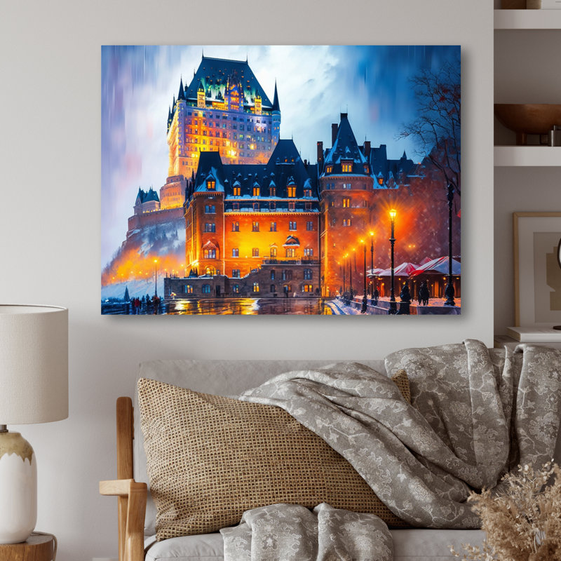 «Chateau Frontenac in Winter IV», reproduction sur toile, L 20 po x H 12 po, Toile tendue