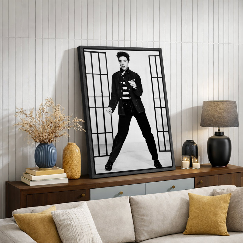 «Elvis Presley», œuvre d'art emblématique en noir et blanc, photos de Rock and Roll classique, impression sur toile encadrée